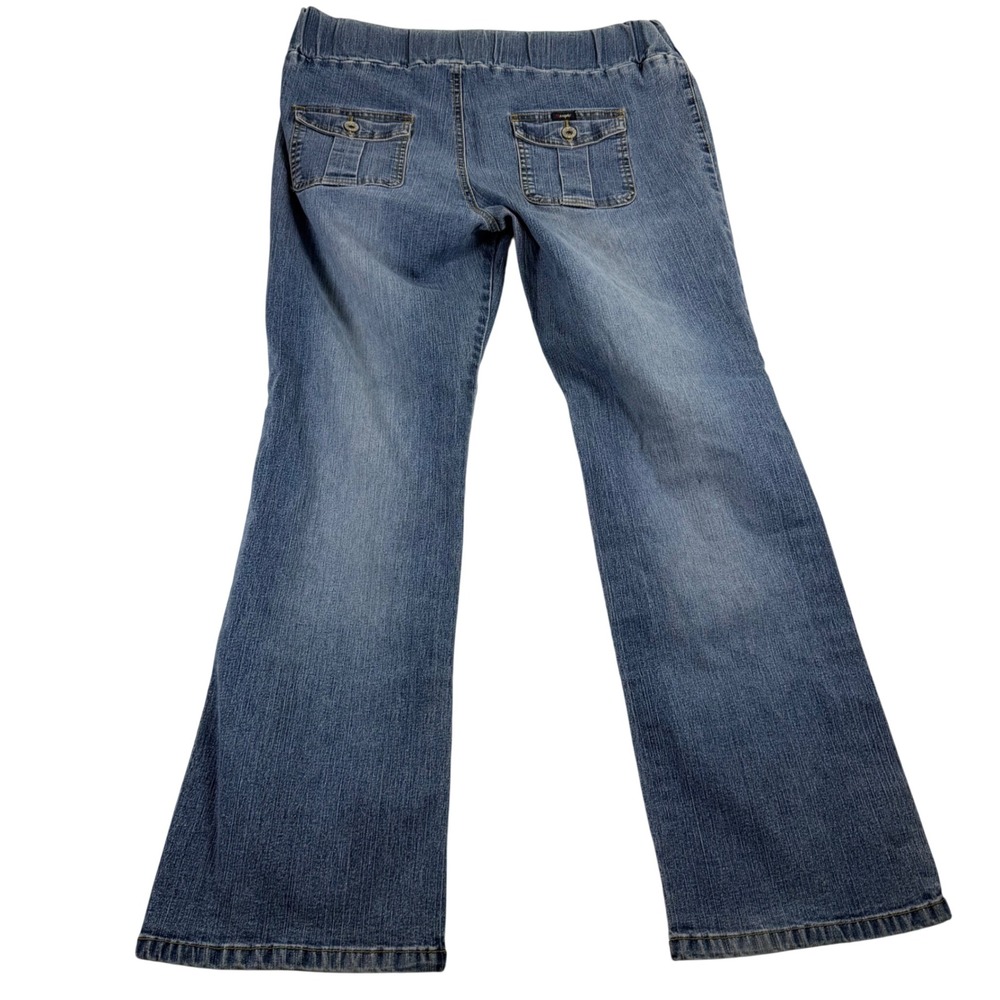 Angels Womens Medium Wash Elastic Waist Bootcut Pull On Jeans Size M 5966